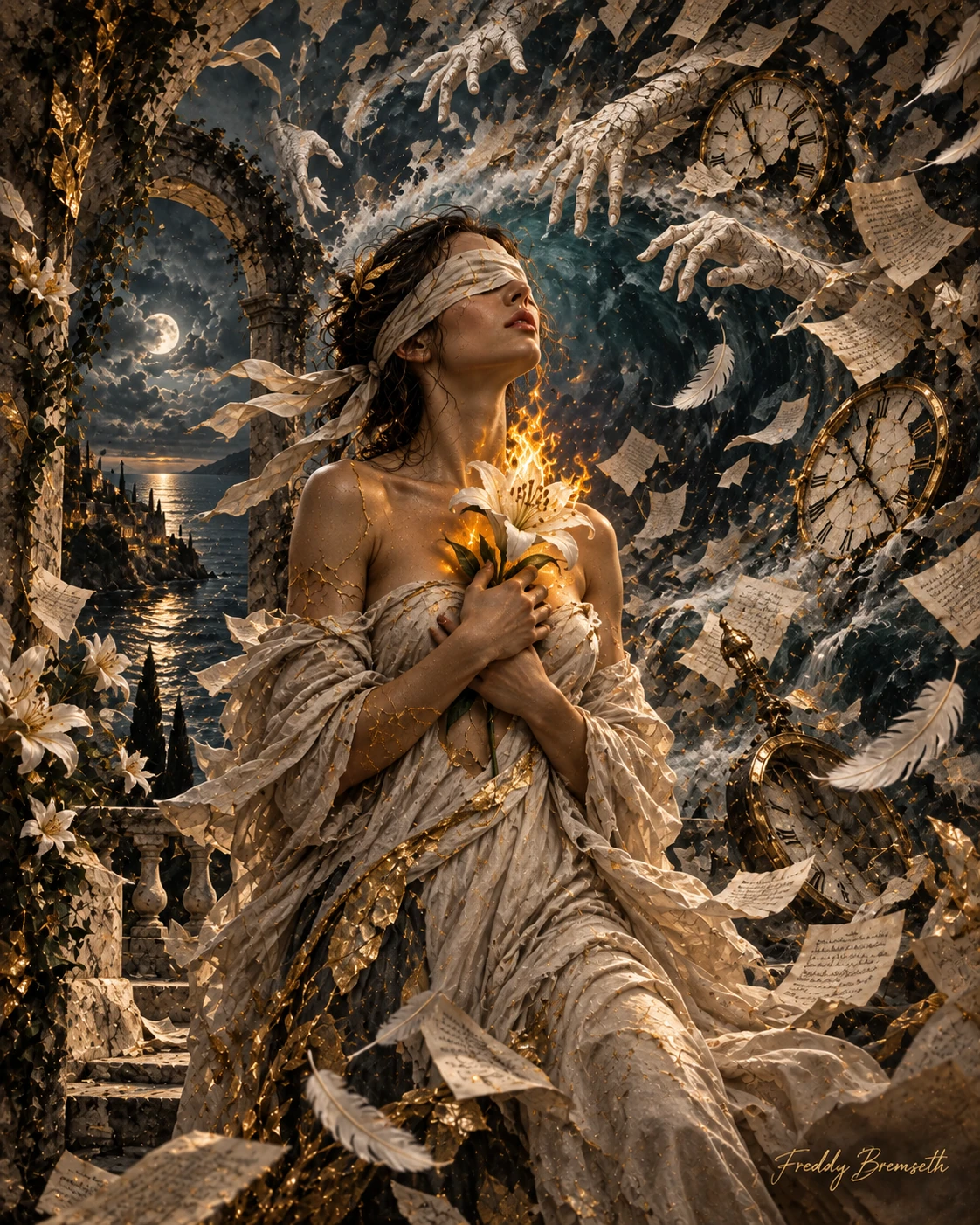 Blindfoldet ved tidens storm — Freddy Bremseth Art