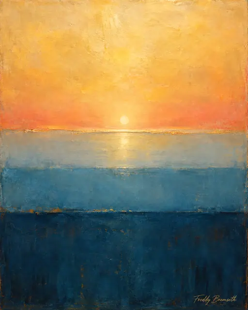Gylden sol over stille hav