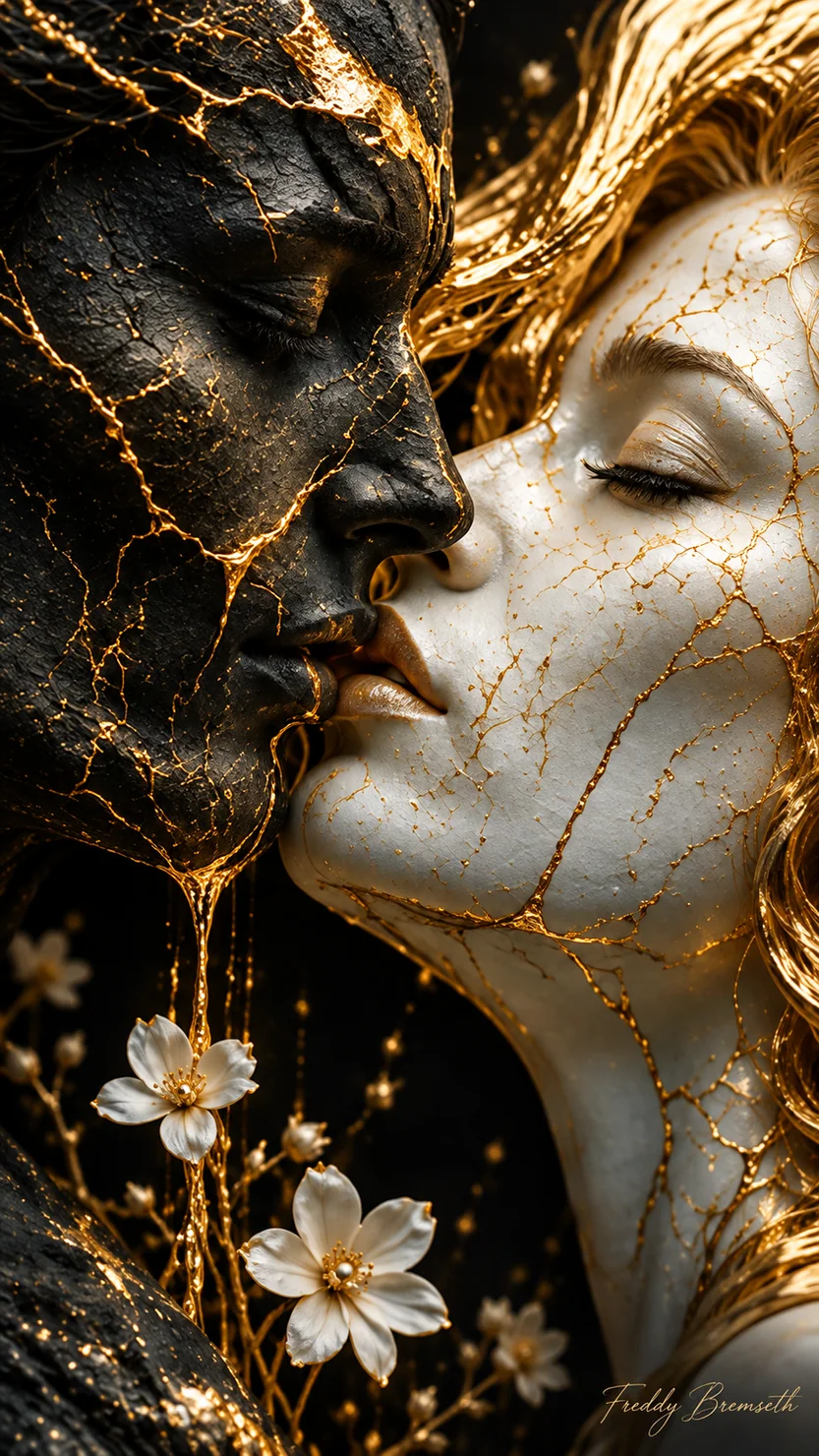 A gilded kiss, a symbolic artwork