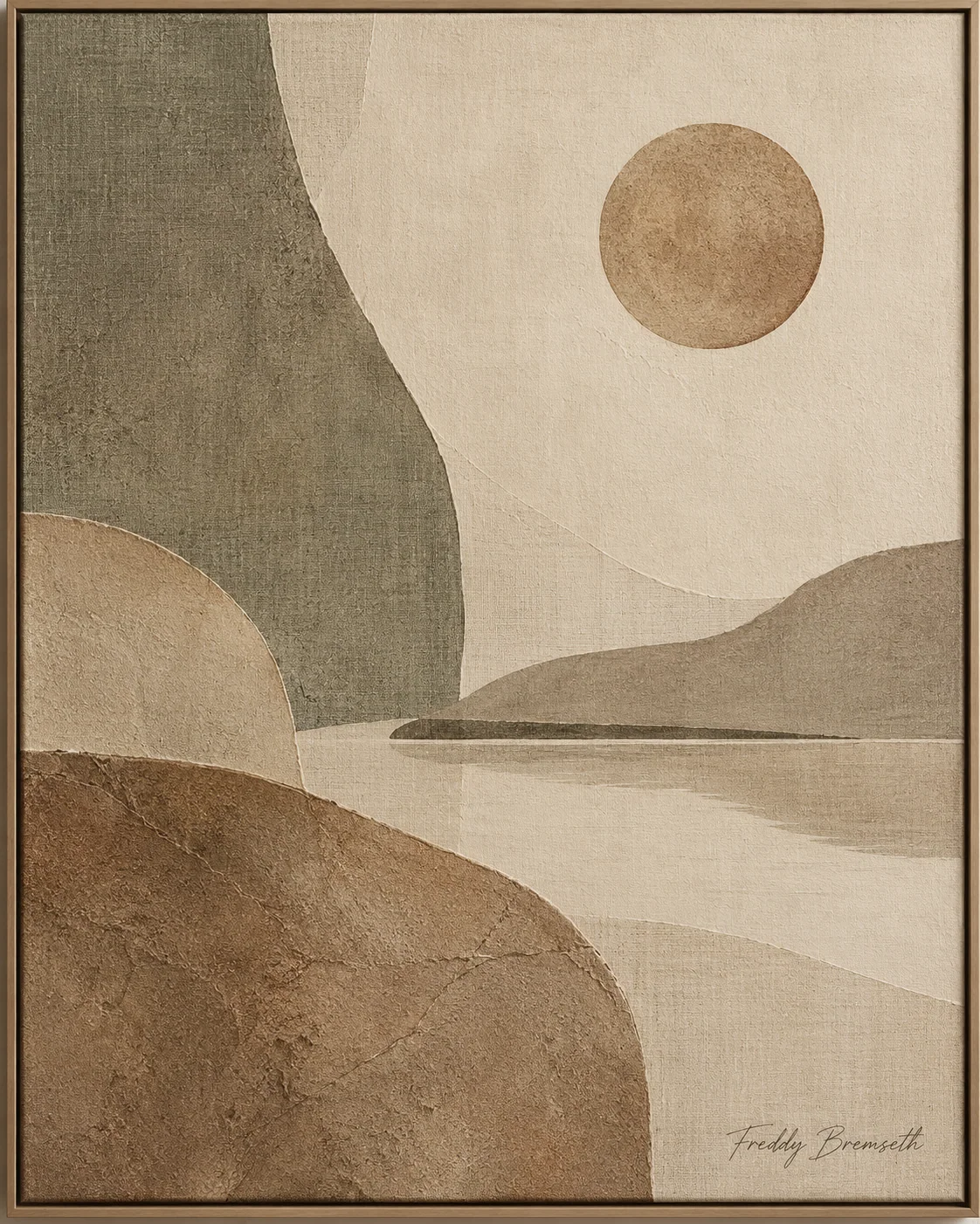 Rolig landskapsabstraksjon i jordtoner — Freddy Bremseth Art