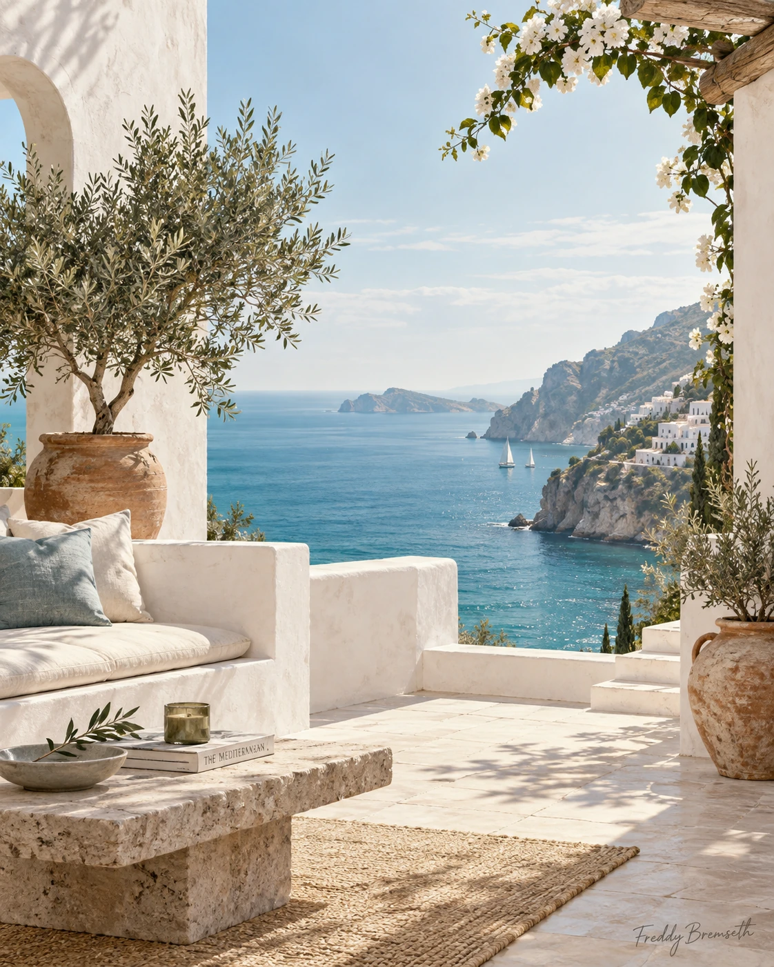 Sunlit Mediterranean terrace — Freddy Bremseth Art