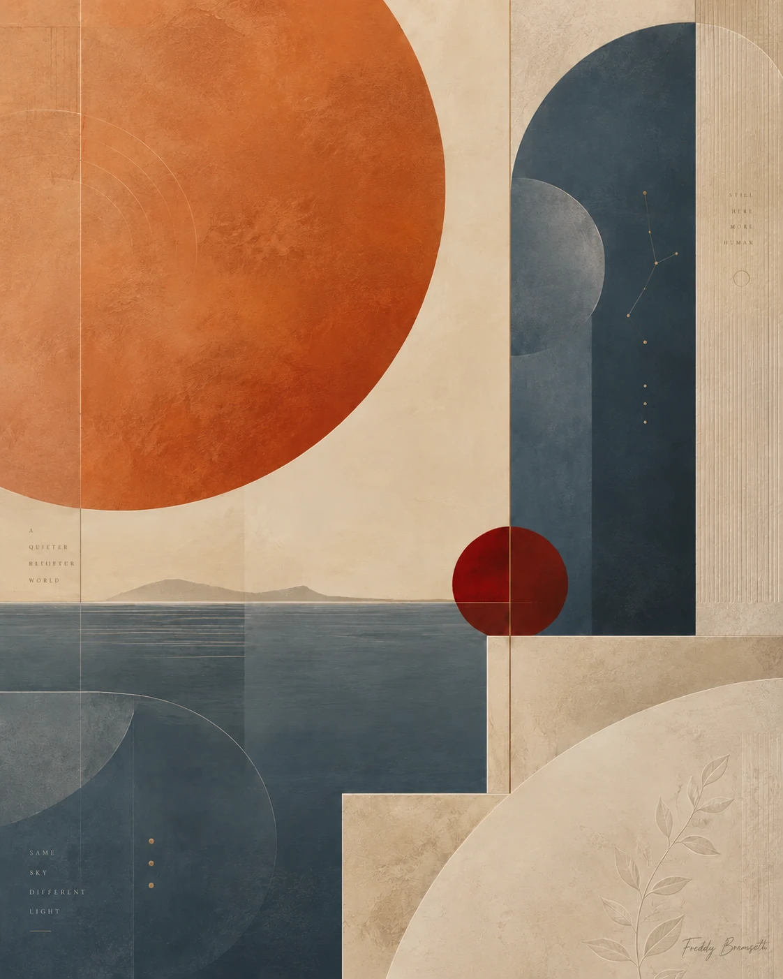 Terrakotta og stjernehimmel ved havet — Freddy Bremseth Art